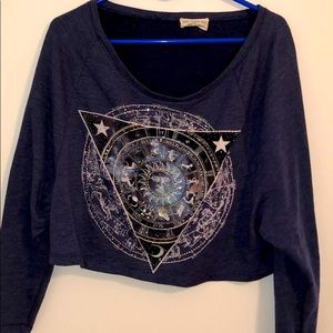 Blue long sleep crop top